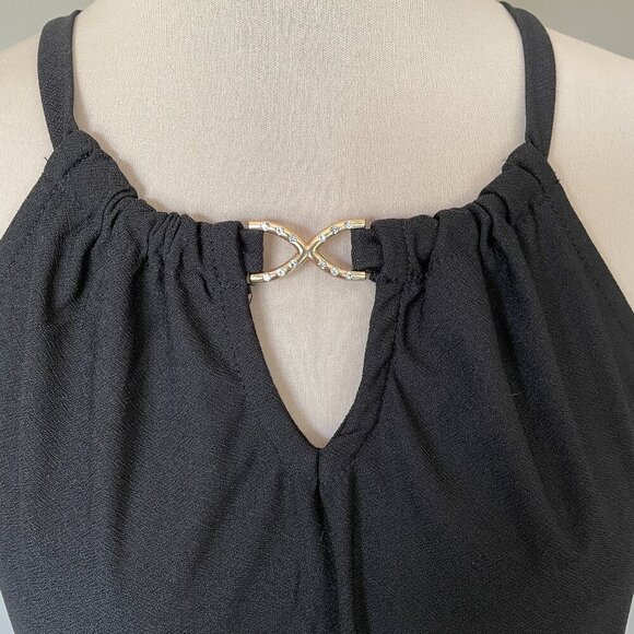 A.U.W.  Women's Black Sleeveless Top with Gold Accent Keyhole Neckline, Size M - Picture 4 of 7